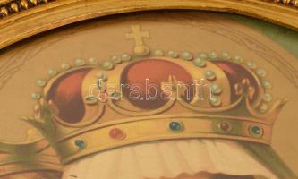 Neorokokó modorú illusztris képkeret, üvegezett, jó állapotban, befoglaló mérete 49x37 cm, teljes mé...