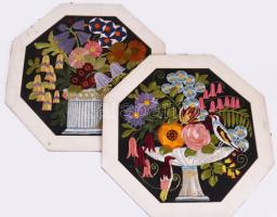 2 darab virágkosár hímzett kép, 40x40 cm