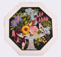 2 darab virágkosár hímzett kép, 40x40 cm