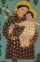 Mária a kisdeddel - festett üvegkép, 39x29 cm