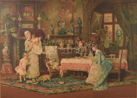 Antik képkeret Munkácsy Mihály olajnyomattal, sérülésekkel, 72x67 cm, 78x92 cm /// KIZÁRÓLAG SZEMÉLY...