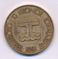 Svédország 1981. 10K bronz "Trelleborg" helyi pénz T:UNC Sweden 1981. 10 Kronor bronze "Trelleborg Lokalmynt" local money C:UNC