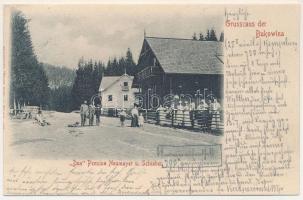 Campulung Moldovenesc, Moldvahosszúmező, Kimpulung (Bukovina, Bucovina, Bukowina); Dea Pension Neumayer u. Schieber. Verlag Leon König / guesthouse (EK)