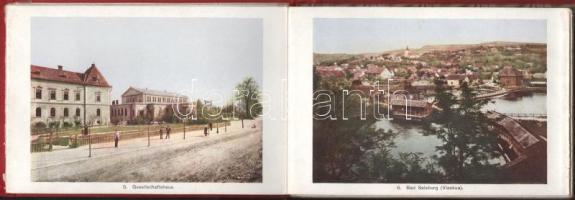 cca 1910 Hermannstadt und Umgebung leporelló, feliratozott színes képekkel, 15 db kép, kettőn törésn...