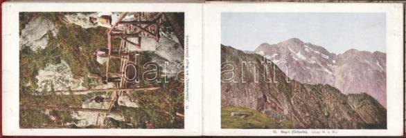 cca 1910 Hermannstadt und Umgebung leporelló, feliratozott színes képekkel, 15 db kép, kettőn törésn...