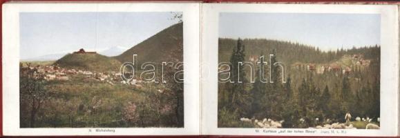 cca 1910 Hermannstadt und Umgebung leporelló, feliratozott színes képekkel, 15 db kép, kettőn törésn...