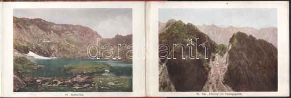 cca 1910 Hermannstadt und Umgebung leporelló, feliratozott színes képekkel, 15 db kép, kettőn törésn...