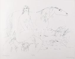 Reich Károly (1922-1988): Patakparton. Szitanyomat, papír, jelzett, számozott (22/100), néhány apró folttal, laza paszpartuban, 29×42 cm