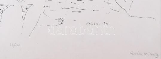 Reich Károly (1922-1988): Patakparton. Szitanyomat, papír, jelzett, számozott (22/100), néhány apró ...