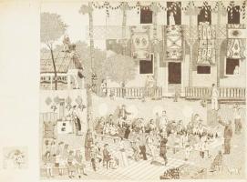 Szunyoghy András (1946-): Köszöntőt mond a (...), rézkarc, papír, jelzett, számozott (25/25). 29×39,...