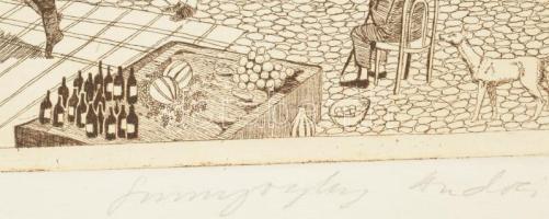 Szunyoghy András (1946-): Köszöntőt mond a (...), rézkarc, papír, jelzett, számozott (25/25). 29×39,...