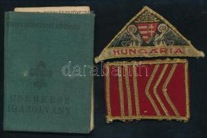 1937, 1948 Bp., Magyar Cserkészszövetség által kiállított fényképes igazolvány + Magyar Cserkészszövetség kiscserkész igazolvány + 2 db felvarró
