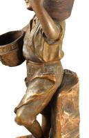 cca 1885-1910 Johann Maresch Fiú kosárral ás korsóval, Lány kosárral és korsóval szoborpár. Terv: Au...