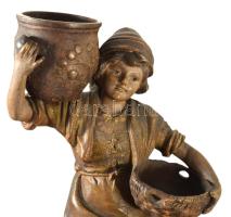 cca 1885-1910 Johann Maresch Fiú kosárral ás korsóval, Lány kosárral és korsóval szoborpár. Terv: Au...