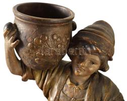 cca 1885-1910 Johann Maresch Fiú kosárral ás korsóval, Lány kosárral és korsóval szoborpár. Terv: Au...