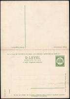 1930 Használatlan díjjegyes D-levél (Dömjén levél) A magyar filatéliai egyik ritkasága! (a képes old...