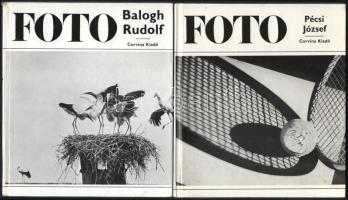 Fotóművészeti kiskönyvtár sorozat 2 kötete: Balogh Rudolf munkássága. Az életrajzot írta: Vajda Ernő. Bp., 1969, Corvina. Fekete-fehér fotókkal. Kiadói kartonált papírkötés. Megjelent 4100 példányban. + Pécsi József munkássága. Az életrajzot írta: Féjja Sándor. Bp., 1976, Corvina. Kiadói kartonált papírkötés.