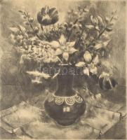 Bordás Ferenc (1911-1982): Csendélet, rézkarc, papír, jelzett, lapszéli egészen apró sérüléssel és apró foltokkal, 30×25 cm