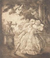 P. Csóka Imre (működött a XX. sz. első felében): Ámor nyila betalált, rézkarc, papír, jelzett, 32×24,5 cm