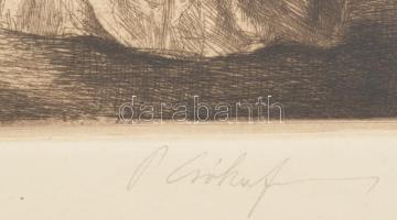 P. Csóka Imre (működött a XX. sz. első felében): Ámor nyila betalált, rézkarc, papír, jelzett, 32×24...