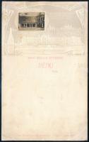 cca 1910 Hajó Szálló Étterme (Pécs) kitöltetlen menükártya, rajta a Szt. Lukács Gyógyfürdő dombornyomott látképével, a gyógyudvar fotójával, restaurált