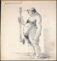 Olvashatatlan jelzéssel: A "peniszkop", vegyes technika, papír, kisebb felületi sérüléssel, 22,5×20,5