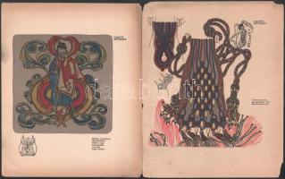 cca 1914 A Díszítő Művészet 4 db színes melléklete (Bíró Mihály, Muhits Sándor, Nagy Sándor munkái),...