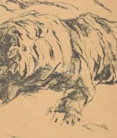 Dill, Otto (1884-1957): Tigris, 1919. Litográfia, papír, jelzett a litográfián, lapszéli kisebb szak...