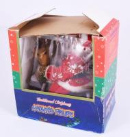 Elemmel működő zenélő mikulás, sérült dobozában, m: 22 cm