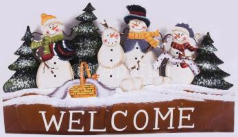 Festett vaslemez karácsonyi ajtódísz, 33x19 cm