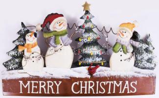 Festett vaslemez karácsonyi ajtódísz, 33x19 cm