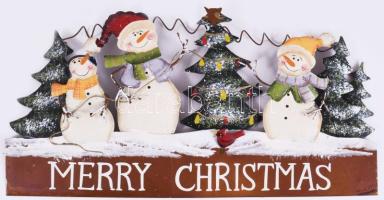 Festett vaslemez karácsonyi ajtódísz, 33x19 cm