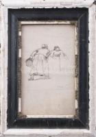 Deák Ébner Lajos (1850-1934): Alaktanulmány. Tus, papír. Jelzett. Üvegezett, sérült fakeretben. 18,5...