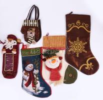 5 darab karácsonyi zokni falidísz, h: 50 cm alatt