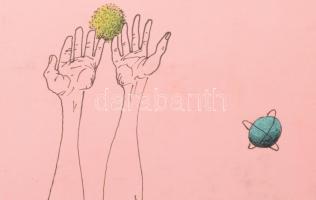 Kelemen P. jelzéssel: Piros-fehér-zöld (cím nélkül), 1990. Tus, akvarell, papír. Paszpartuban. 30x23...