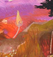 Kelemen P. jelzéssel: Szürrealista kompozíció (cím nélkül), 1990. Vegyes technika, papír. Paszpartub...