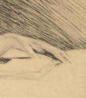 Goetze, Otto (1868-1931): Olvasó hölgy. Rézkarc, papír. Jelzett. Lap széle sérült. 29x24 cm