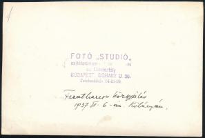 1937 Bp., az Országos Frontharcos Szövetség közgyűlése 1937.VI.6-án Kőbányán, a hátoldalon feliratoz...