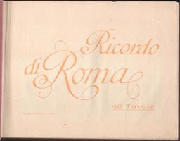 cca 1920 Ricordo di Roma, album 40 db fekete-fehér képpel, hátoldalukon többnyelvű ismertető szövegg...