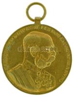 1898. "Jubileumi Emlékérem Fegyveres Erő Számára / Signum memoriae (AVSTR)" aranyozott bronz kitüntetés mellszalag nélkül T:AU,XF Hungary 1898. "Commemorative Jubilee Medal for the Armed Forces" gilt bronze decoration without ribbon C:AU,XF NMK 249