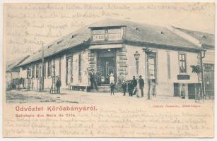 1902 Körösbánya, Kőrösbánya, Altenburg, Baia de Cris; La Episcopu / Cotioiu Romulus üzlete (A Püspökhöz) és saját kiadása / shop (fl)