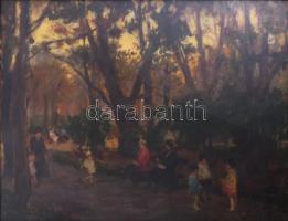 Gaál Ferenc (1891-1956): Városliget ősszel, Budapest, 1927. Olaj, vászon, jelezve jobbra lent. Hátol...