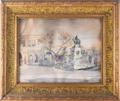 Makoldy József (1890-1957): Halászbástya, Budapest, 1923. Akvarell, papír, jelzett, hátoldalán Makol...
