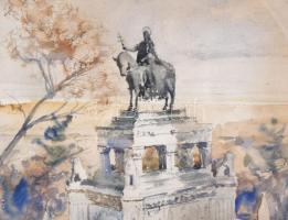 Makoldy József (1890-1957): Halászbástya, Budapest, 1923. Akvarell, papír, jelzett, hátoldalán Makol...