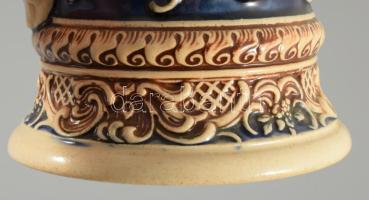 Sörös kupa, fajansz, fém fedővel 25 cm