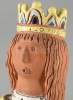 Hadusovszky Gizi: Hunyadi János. Részben mázas kerámia, jelzett, kis sérülésekkel, m: 31 cm