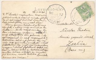 1908 Szakálháza, Sacalaz (Temes, Timis); Fő utca, állami népiskola, római katolikus templom, üzlet, ...