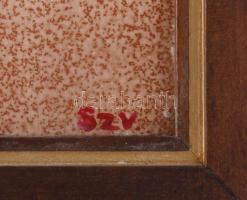 Tóth Szvetlana (1949-): Jézus és Angyal. Tűzzománc, fém alapon, jelzett, fakeretben, 50x38 cm