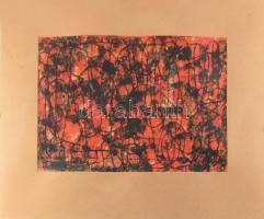 Szandai Sándor (1903-1978): Vörös-fekete kompozíció, 1966. Monotípia, papír, jelezve balra lent, pas...