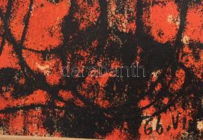 Szandai Sándor (1903-1978): Vörös-fekete kompozíció, 1966. Monotípia, papír, jelezve balra lent, pas...